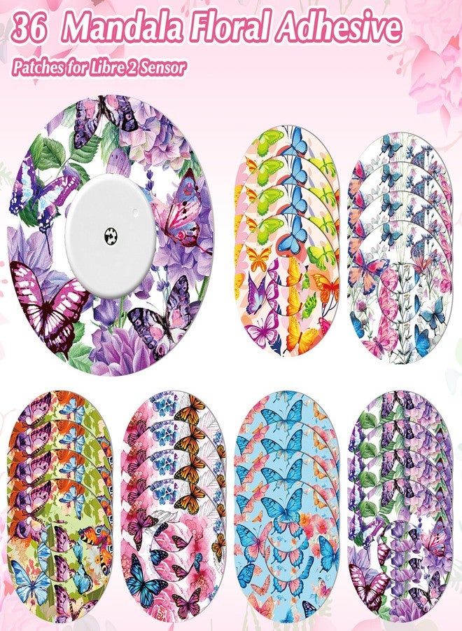 FuWeave مجموعة فوويف من 36 لاصقة لجهاز استشعار ليبر 2 بتصميم فراشة، لاصقات مقاومة للماء، أغطية ملونة مقاومة للعرق، غطاء حماية لجهاز مراقبة الجلوكوز المستمر، لاصق خلفي قابل للفصل - Image 2